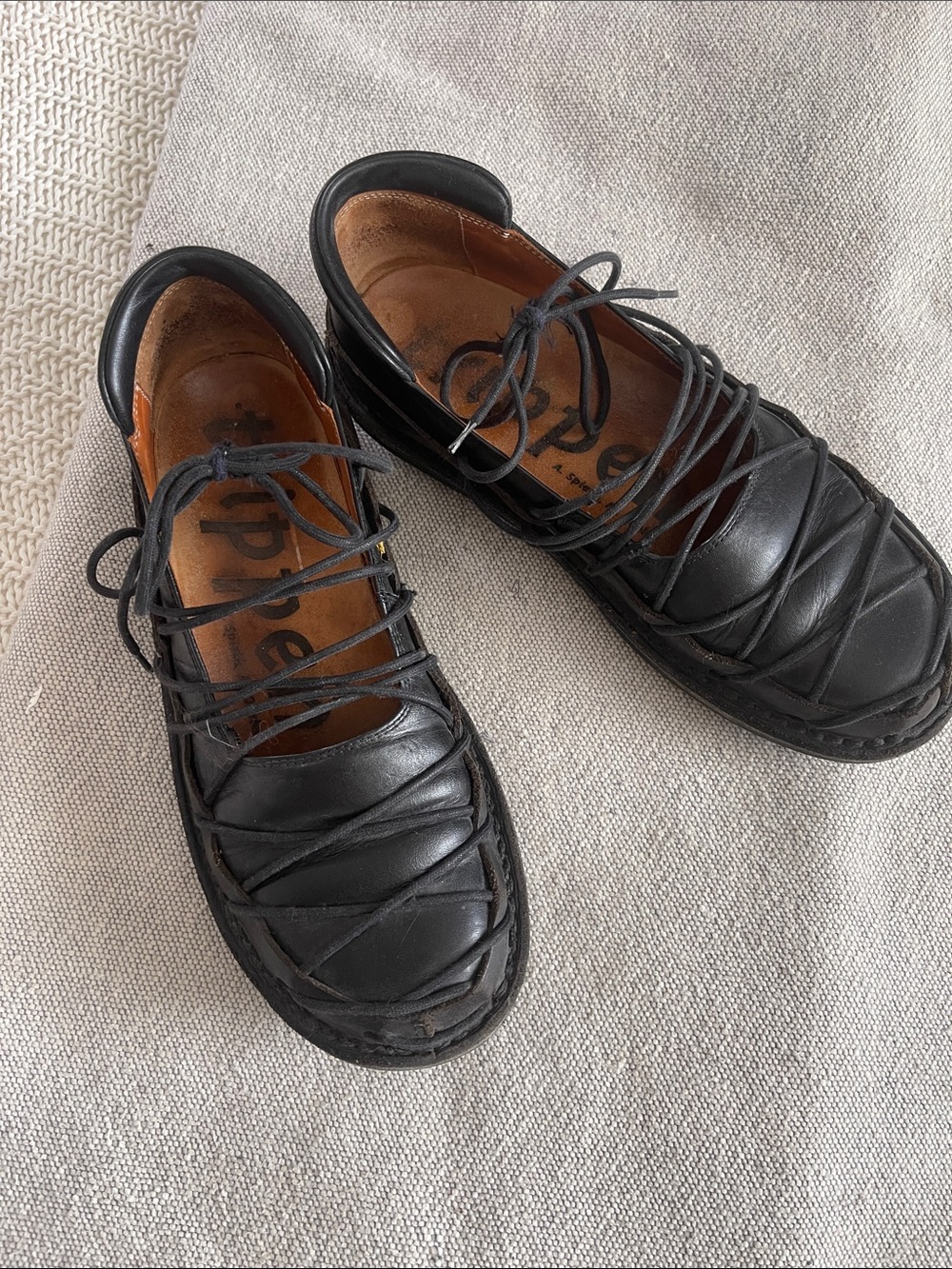Lacey black leather Trippen ballet style shoes